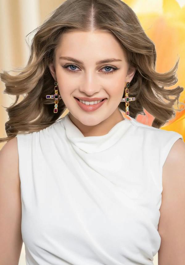 Latelita Maria Extra Large Gemstone Fashion Earrings Gold (Cross)