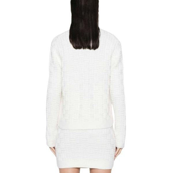 Casablanca Column Stitch Cardigan White Knitwear
