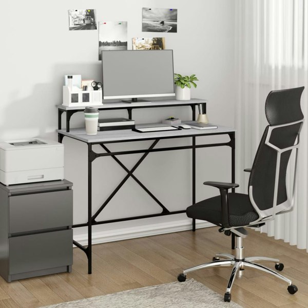 Berkfield Desk Grey Sonoma 100x50x90 cm Engineered Wood and Iron