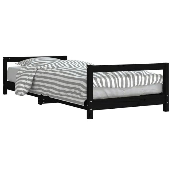 Berkfield Kids Bed Frame Black 80x200 cm Solid Wood Pine