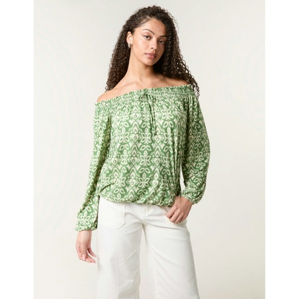 Blue Vanilla Bubble Hem Bardot Top