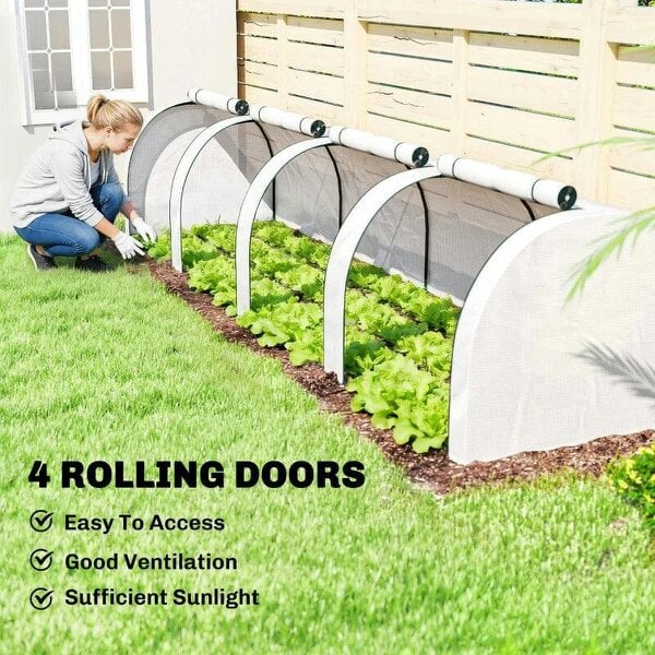 395 x 100 cm Low Tunnel Greenhouse - White