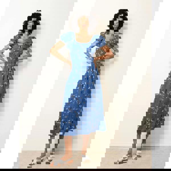 Blue Vanilla Embroidery Milkmaid Midi Dress