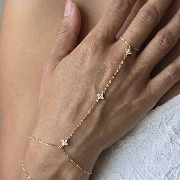 Uchi & Soto Kinmokusei Gold and Stone Hand Chain