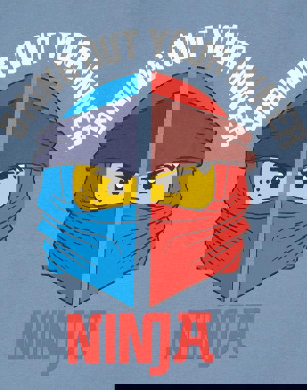 LEGO Boys Blue Ninja Warrior Placement Print Short Sleeved T-Shirt