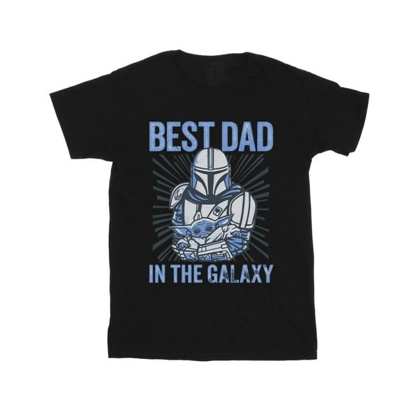 Star Wars Mens Mandalorian Best Dad Galaxy T-Shirt - Black