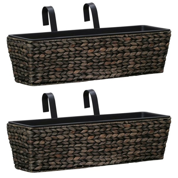 Berkfield Garden Planters 2 pcs Water Hyacinth Brown