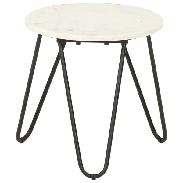 Berkfield Coffee Table White 40x40x40 cm Real Stone with Marble Texture