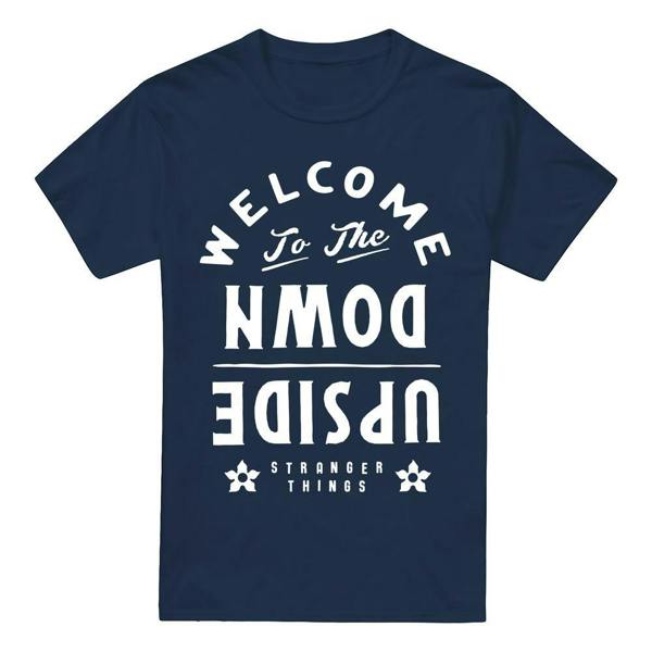 Stranger Things Mens Welcome To The Upside Down T-Shirt - Navy - 