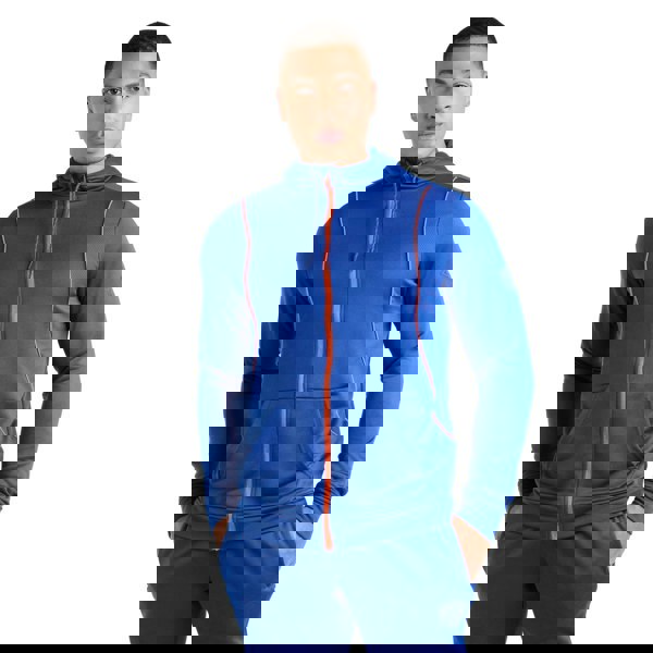 Umbro Mens Pro Training Full Zip Hoodie - Deep Surf/Vermillion Orange