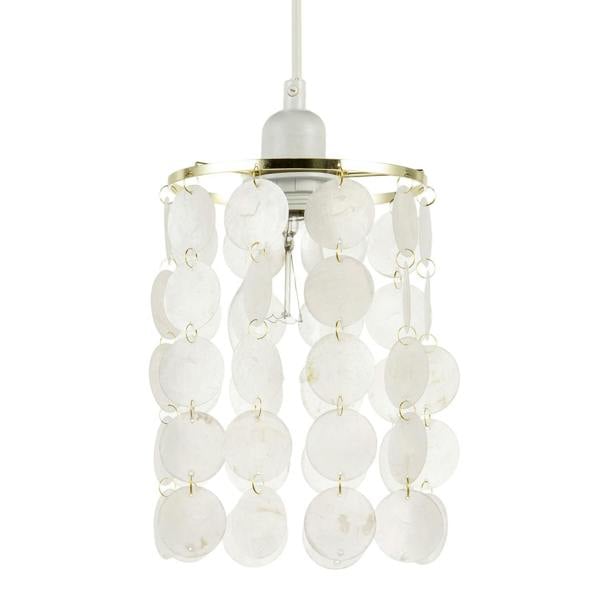 Pendant Light Shade with Cascading Natural Capiz Style Shell Discs Image 1