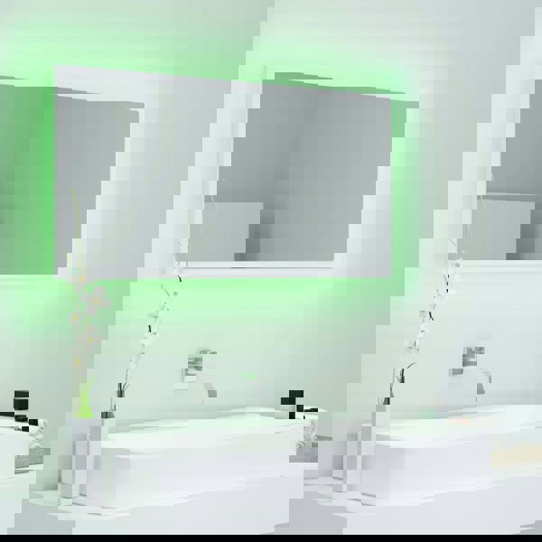 Berkfield LED Bathroom Mirror White 90x8.5x37 cm Acrylic