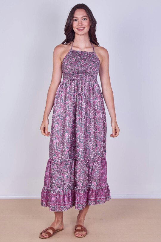 Boho Paisley Halterneck Maxi Dress