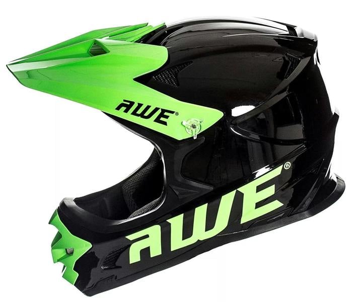 AweBlast 16+/Adult BMX/Downhill/Full Face/Enduro Bike Helmet 56-58cm Black/Green