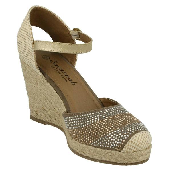 Savannah Ladies Savannah Bead Detail Wedge Sandals