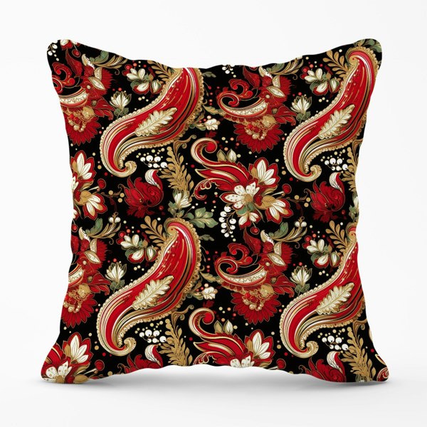 Warren Reed Paisley Christmas Stars Red Cushions