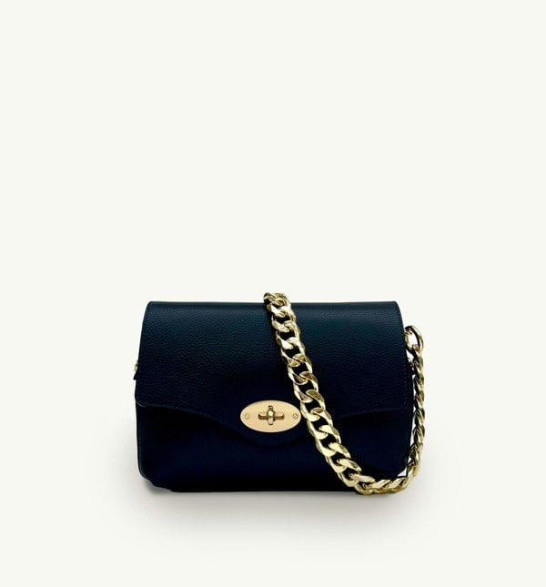 Apatchy London The Maddie Midi Leather Handbag - Navy