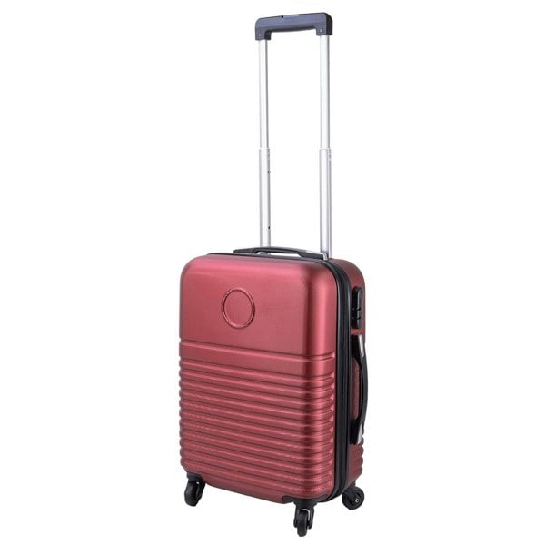 Burgundy Lightweight Travel Cabin Suitcase With Wheels & Handle