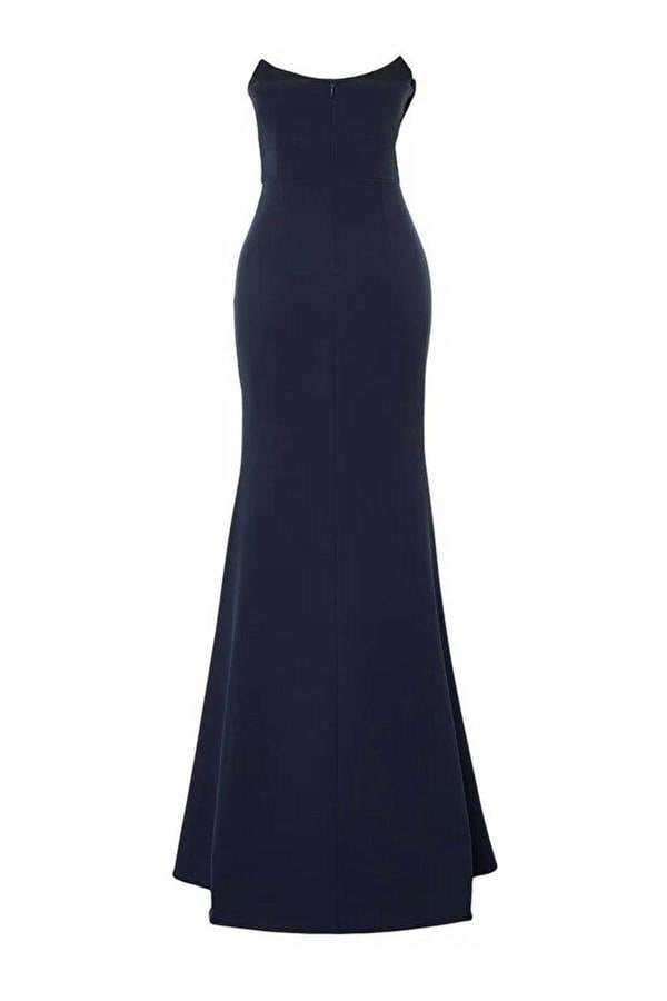 WOVCOR Collar Detail Woven Maxi Evening Dress