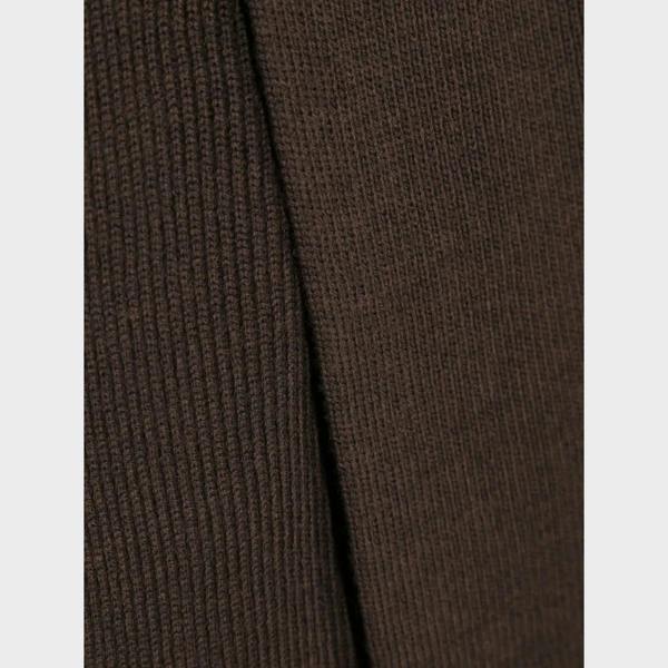 Supplied Fashion chocolate brown wool scarf with a refined ribbed knitted texture and polished edge detail.