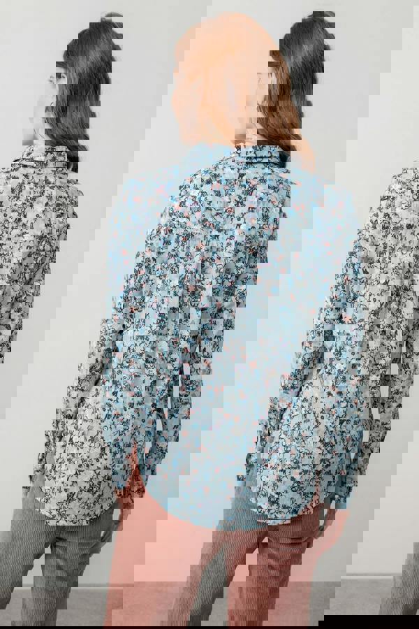 Lily & Me Patsy Organic Cotton Ditsy Shirt Ice Blue