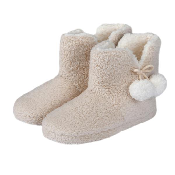 Smart Living Women's Teddy Fleece Bootie Slippers - Cozy, Warm, Soft Indoor House Boots- Natural