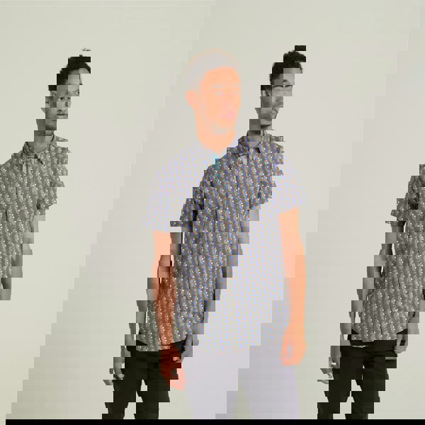 Gabicci V52GW07 Mens Garcia Woven Print Shirt Gabicci Vintage - WALNUT