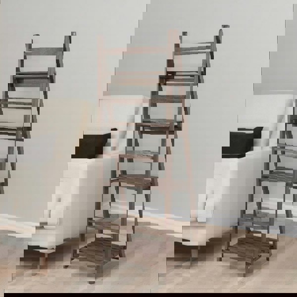 BMBO 4 Tier Wooden Free Standing Ladder Shelf Natural Brown