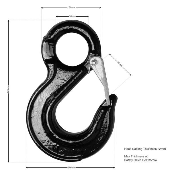 WINCHMAX Eye Sling Competition Hook. Black, G80 / 3.15T W.L.L.