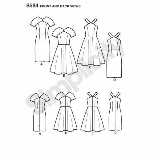 Simplicity Sewing Pattern 8594, Dresses for Women, H5 (6-8-10-12-14) - Intermediate