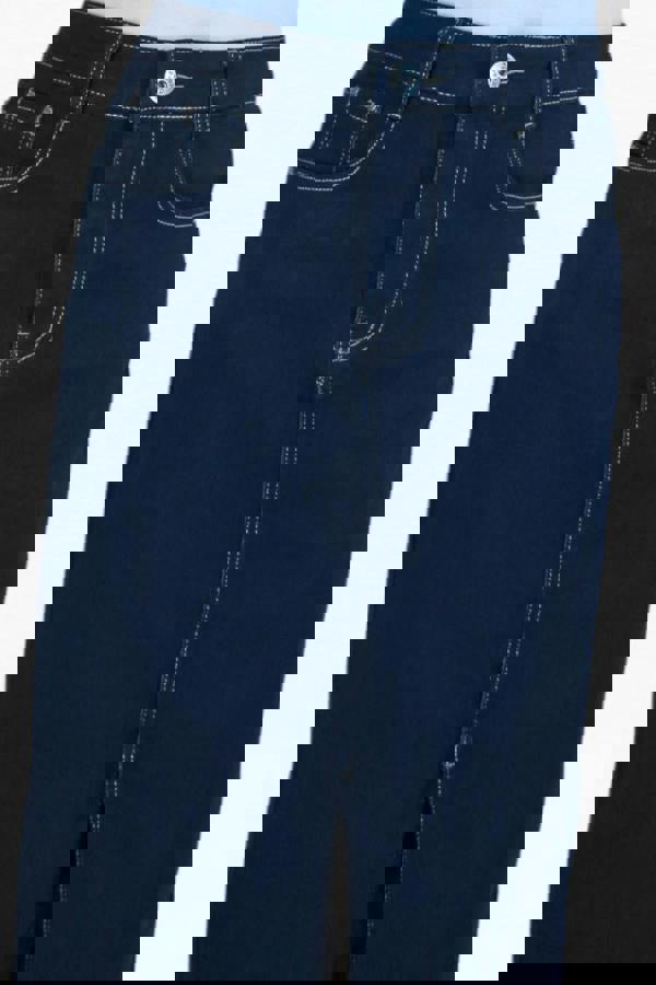 Paulo Due Women's Straight Midaxi Denim Skirt with Front Split