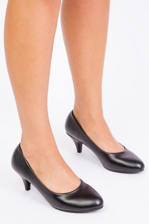 Where's That From Shea Low Heel Court Pump in Black Faux Leather