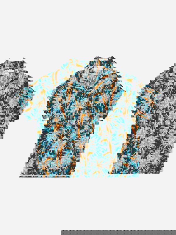 Palm Angels Boys AOP PA Palms Bowling Shirt in Black