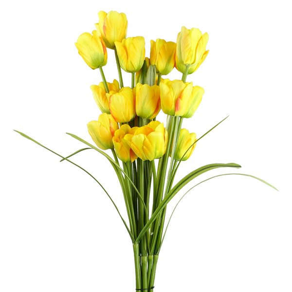 Leaf Pack of 6 x 80cm Artificial Tulip Yellow Stem