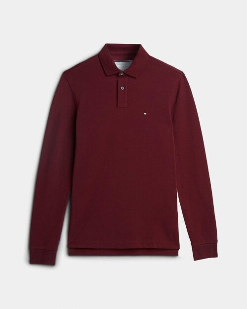 Tommy Hilfiger 1985 Regular Long Sleeve Mens Polo Shirt - Burgundy