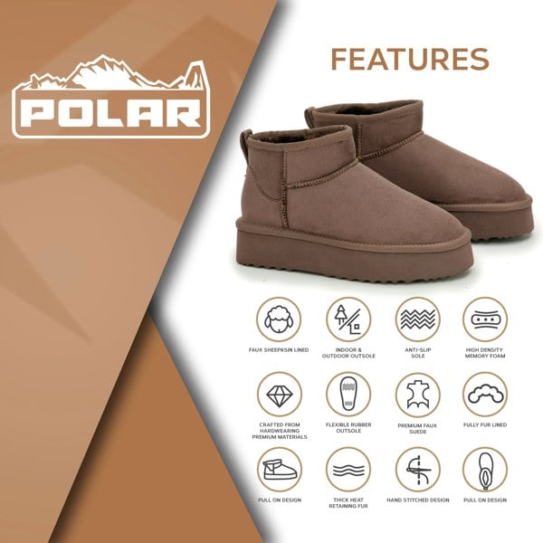 VIVA Women's Faux Fur Lined Platform Boot Slippers Memory Foam Rubber Sole