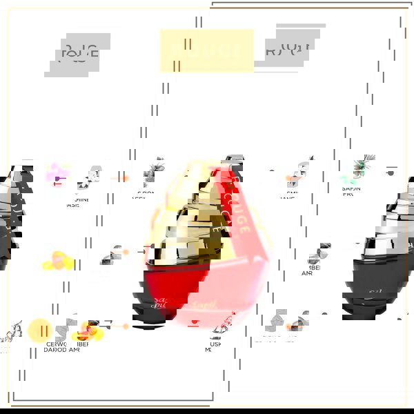 Sapil Rouge Eau de Parfum 100ml features and ingredients layout