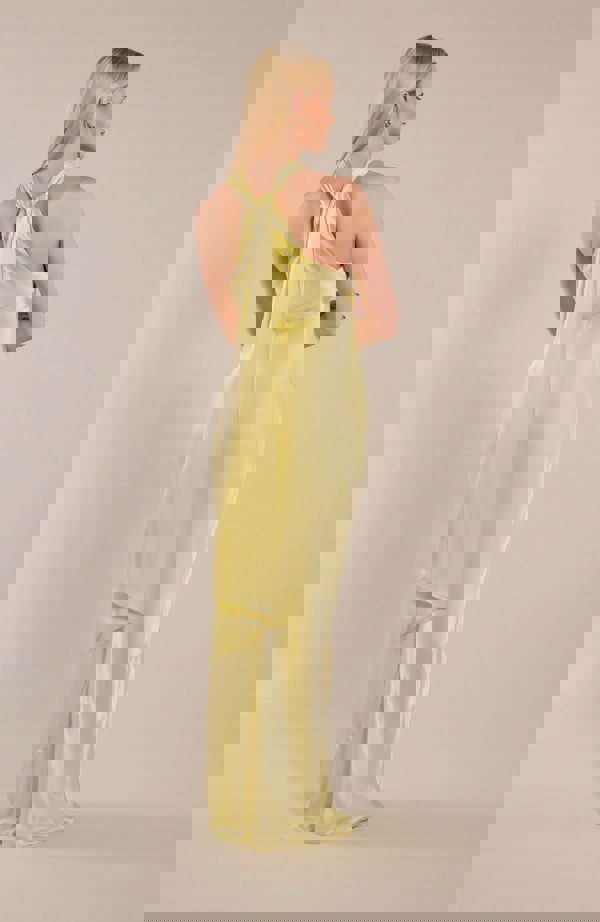 Rewritten London Roma Dress in Lemonade Yellow Satin