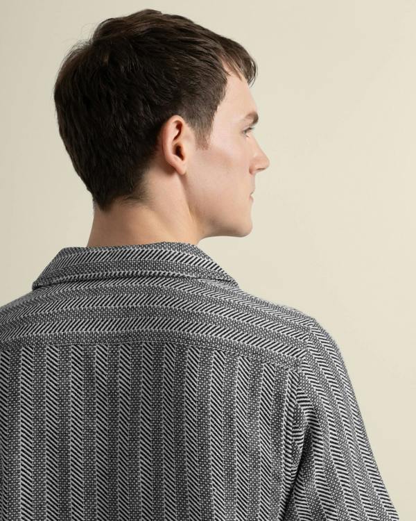 Larsson & Co Frans - Twill Jacquard Stripe Short Sleeve Shirt