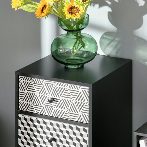 Wyld Haus Rerora Scandi Monochrome Black and White Wooden Vertical 5 Drawer Storage Chest