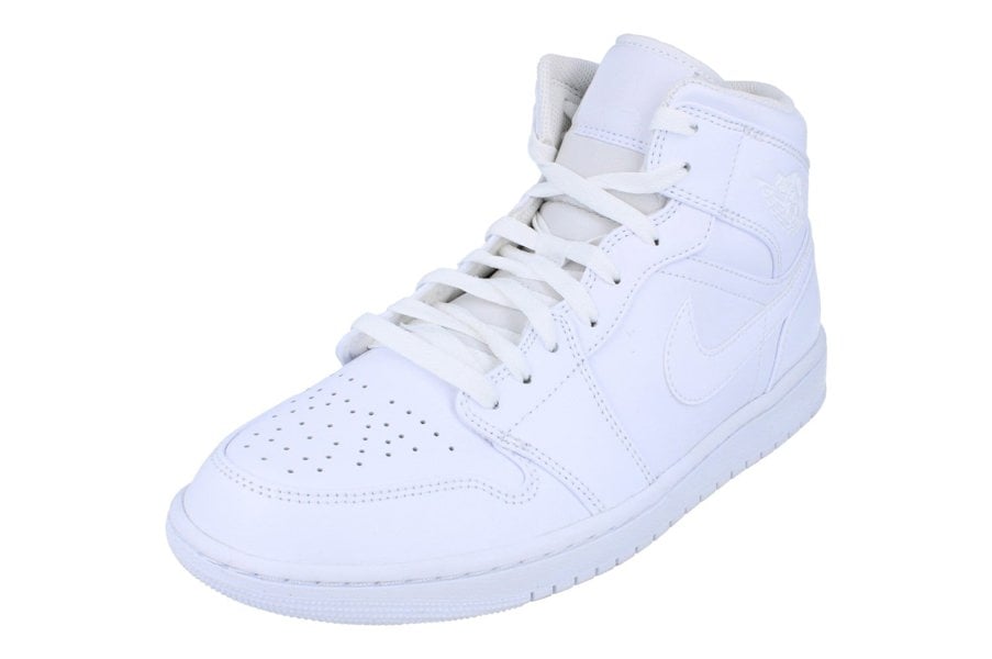 Nike Air Jordan 1 Mid Mens Hi Top Basketball Trainers 554724  136 - White White White 136 - Photo 0
