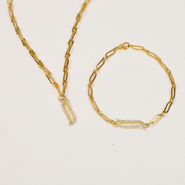 Wave Symphony Link Necklace CZ - Lila Rasa