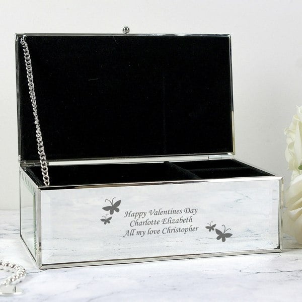 Personalised Memento Company Personalised Butterflies Mirrored Jewellery Box