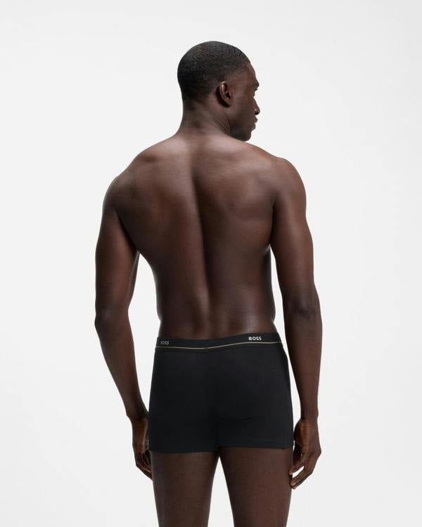 BOSS Orange Five-pack of logo-waistband stretch-cotton boxer briefs  - Black 001, back