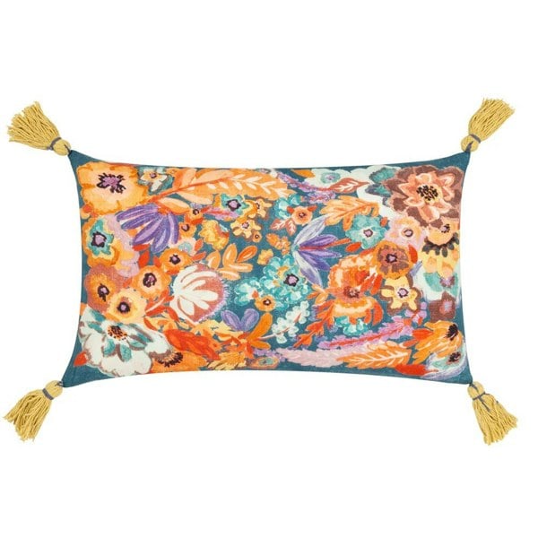 Wylder Traloa Tassel Floral Cushion Cover - Multicoloured/Gold