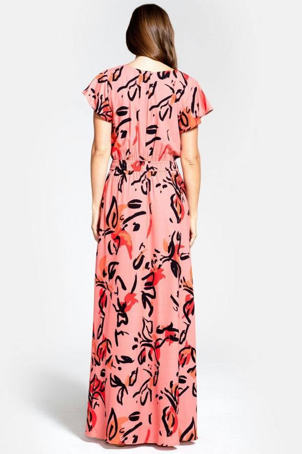 HotSquash Mock Wrap Chiffon Maxi Dress
