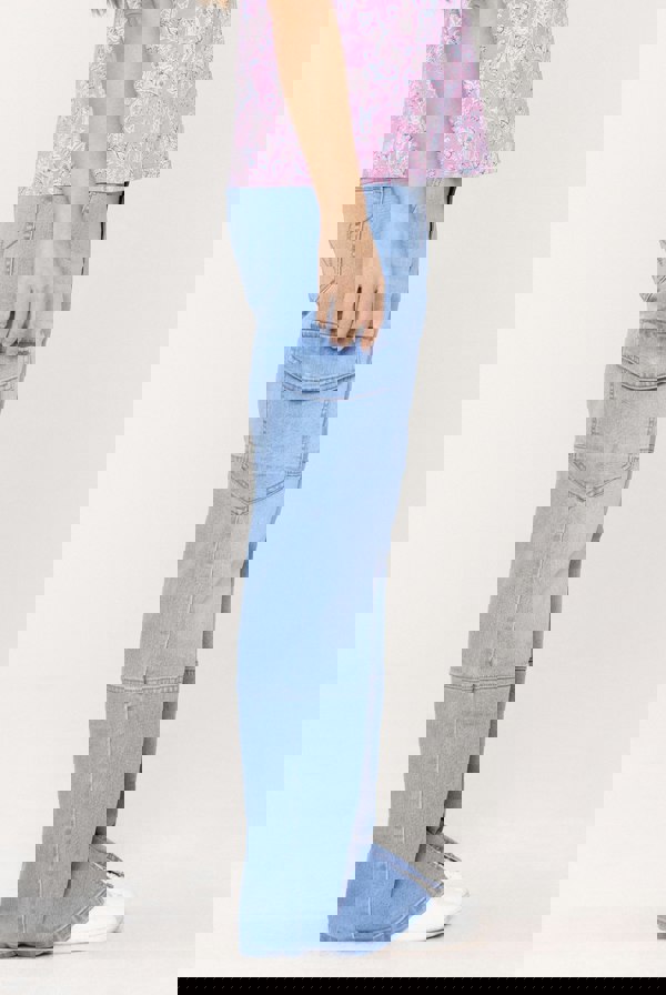 ENORSIA Light Blue Relaxed Utility Side Slit Jeans