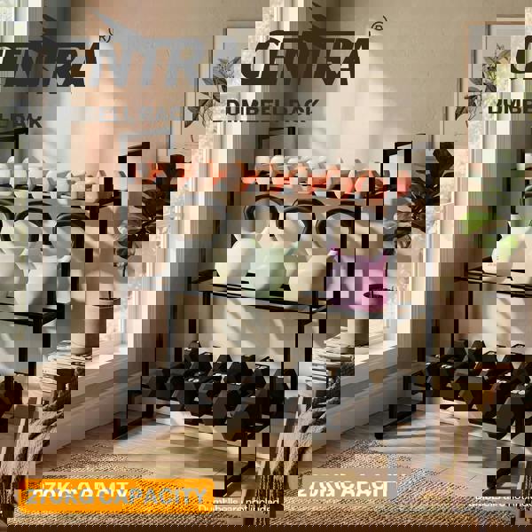 Centra 3 Tier Dumbbell Rack Adjustable Heavy Duty Steel Weight Storage Stand 270KG