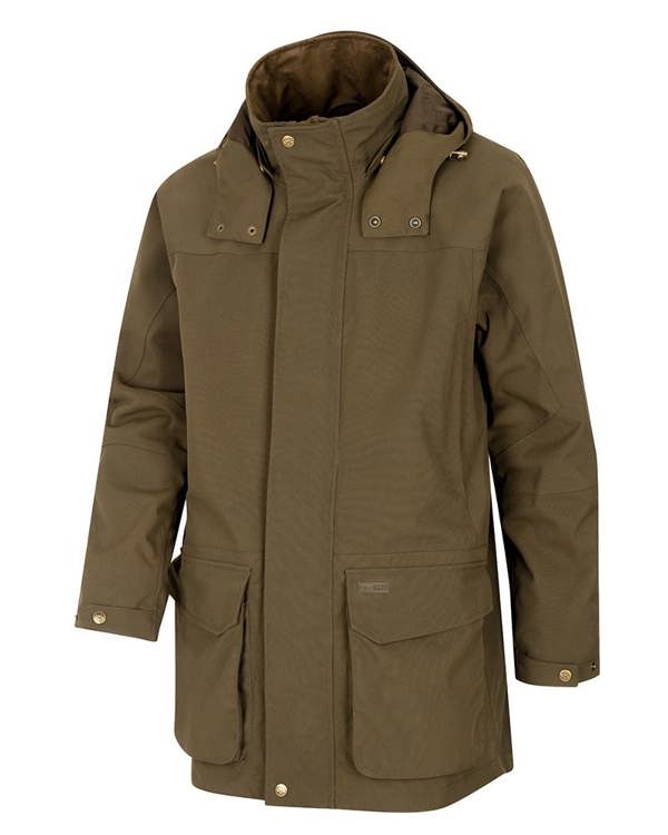 Hoggs Ballater field jacket fully zipped to show protective storm flap and waterproof finish