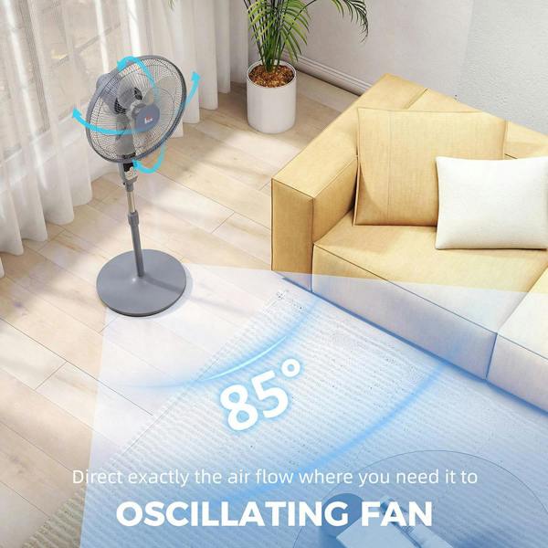 16 Oscillating Fan Remote Adjustable Height Grey